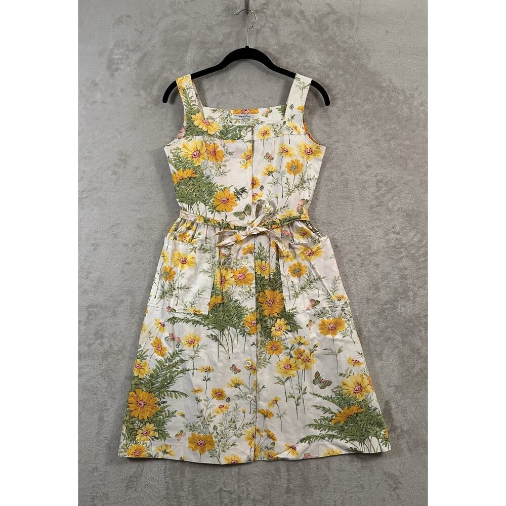 Marine Love Cottagecore Tie Waist Dress Size XS Floral Butterfly Retro Country